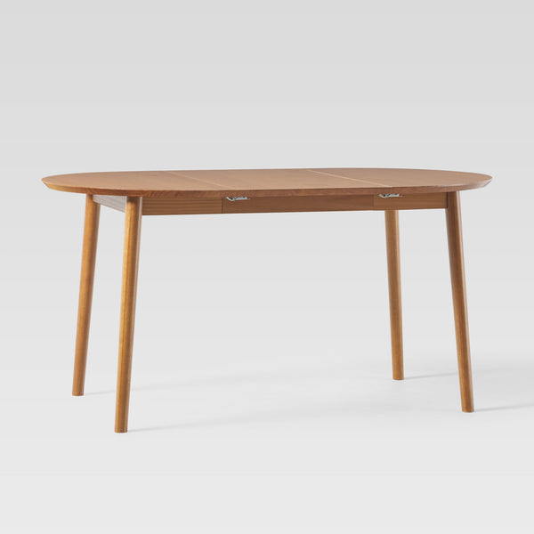 Mid Century Modern Solid Wood Oval Extension Dining Table Caramel DAMD3ECAWS Walker Edison