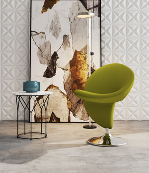 English Elm Curl Wool Blend Swivel Lounge Chair with Polished Chrome Base, 360° Comfort, Modern Curl Design Green B365P398000
