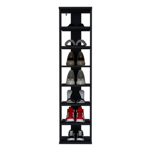 English Elm Odesto 48.7" Tall 8-Tier Vertical Shoe Rack Organizer for Small Spaces, Stackable, Easy Assembly Black 52.8 L x 17 W x 3.2 H B200P235870
