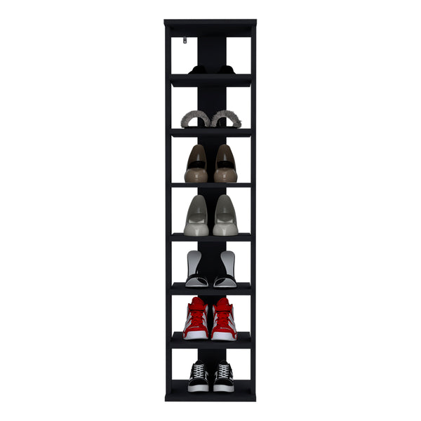 English Elm Odesto 48.7" Tall 8-Tier Vertical Shoe Rack Organizer for Small Spaces, Stackable, Easy Assembly Black 52.8 L x 17 W x 3.2 H B200P235870