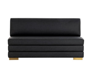 Sunpan RADCLIFF Banquette - Luxe Bravo Black Faux Leather Seating with Gold Stainless Steel Legs, Modern Design 112023