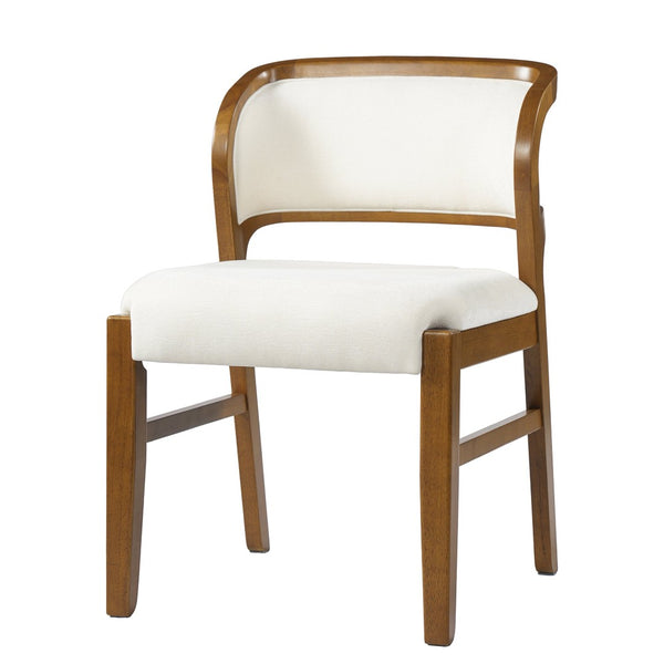 English Elm Mid-century Modern Linen Blend Dining Chairs Rubberwood Legs Sculptural Backrest Set of 2 Beige,Walnut N768P442078W