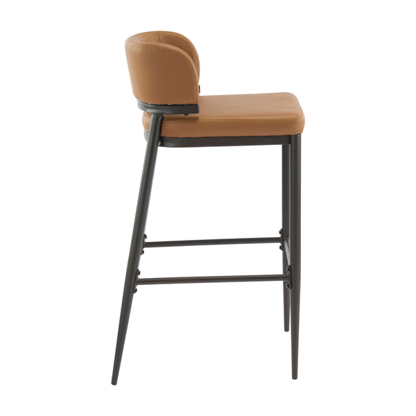 English Elm Christopher Knight Home® - Metal Industrial Leathaire Barstool Set of 2 with Comfortable Seat, Footrest, Non‑Slip Feet, Durable Frame Brown N771P247188W