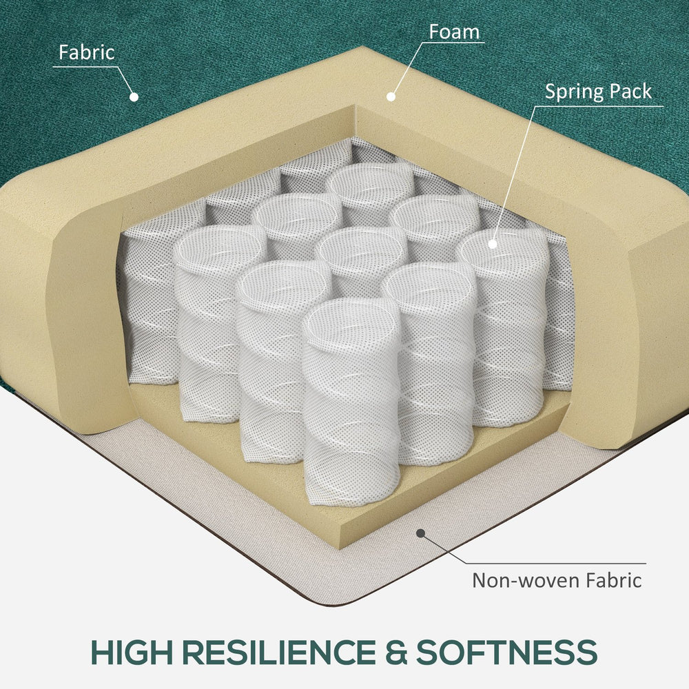English Elm HOMCOM Elegant Button-Tufted Wingback Accent Chair in Dark Green with Thick Padded Seat & Eucalyptus Legs W2225P200667