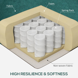 English Elm HOMCOM Elegant Button-Tufted Wingback Accent Chair in Dark Green with Thick Padded Seat & Eucalyptus Legs W2225P200667