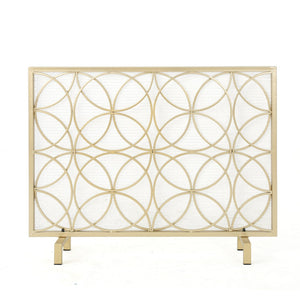 English Elm Fire Screen Handcrafted Iron Geometric Mesh Spark Guard for Modern Living Rooms 61125.00GLD