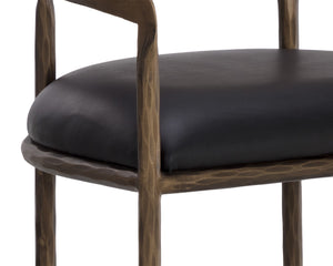 Sunpan Zanatta Stylish Barstool with Antique Brass Frame and Unique Hammered Metal Detailing for Any Space Charcoal Black Leather