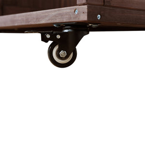 English Elm Foldable Outdoor Kitchen Cart with Stainless Worktop Fir Wood Frame and Lockable Wheels Dark Brown N719P380278S