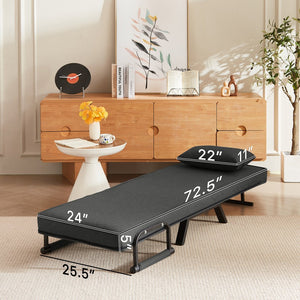 English Elm Sleep Chair Bed Convertible 5‑in‑1 Sleeper Sofa with Washable Linen Cover, 450lb Capacity, Black W1359P211937