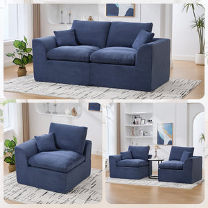 English Elm UNITED Cloud Couch Modular Sectional Sofa with Corduroy Cover, Ergonomic 2-Seater, No Assembly Needed Navy Blue W1568P371122