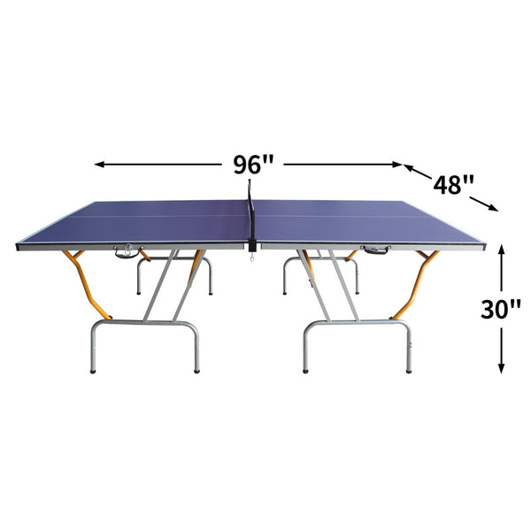 English Elm 8ft Foldable Ping Pong Table Aluminum Frame Indoor Game Set with Paddles Net Balls W1408P155353