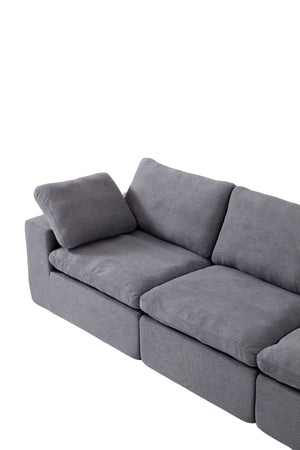 English Elm Chenille Oversized 3-Seater Sofa Couch with Double-Layer Plush Cushions, Ergonomic Arms & Lumbar Support W1960S00009