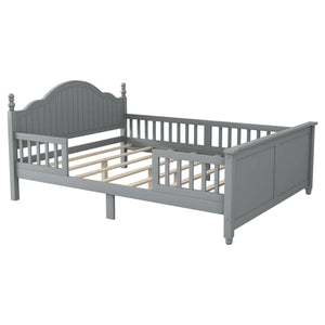 English Elm Full Full Size Kids Bed Gray — Solid Pine Wood Platform with Headboard & Footboard, Guardrail, 300LB Capacity W2593P358753