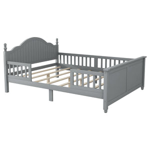 English Elm Twin Low Profile Kids Platform Bed Solid Pine Frame with Guardrails and Storage Grey W2593P411272