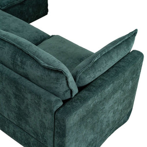 English Elm 93.31" Modular L-shaped Sectional with Movable Ottoman Chenille 4-seat Living Room Sofa Green W2795S00038