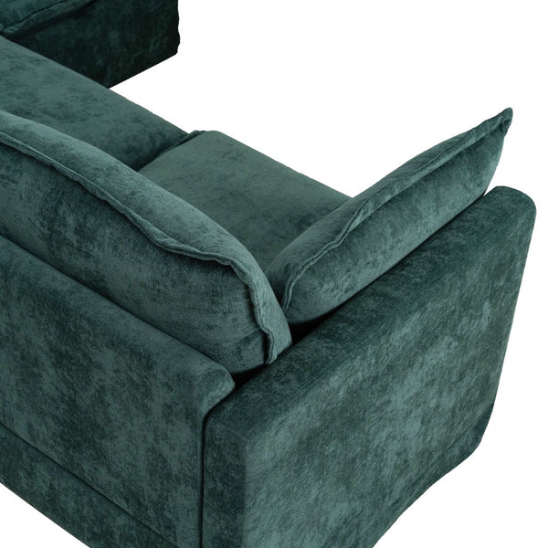 English Elm 93.31" Modular L-shaped Sectional with Movable Ottoman Chenille 4-seat Living Room Sofa Green W2795S00038