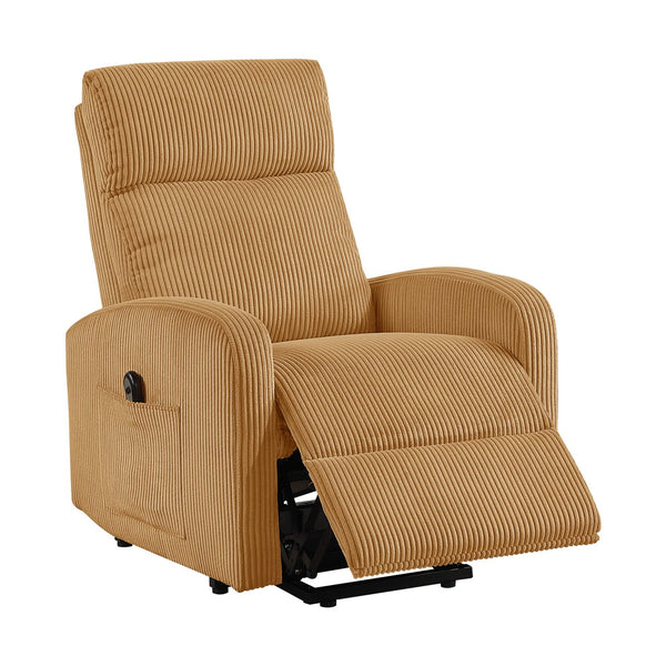 English Elm Contemporary Power Lift Chair Recliner with Plush Corduroy, Foam-Over-Coil Support & Side Pocket Yellow 31 L x 29 W x 24 H B011P395834