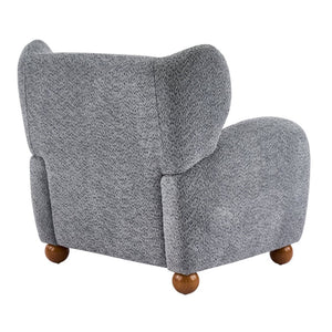 English Elm Wingback Boucle Accent Chair with Rounded Legs for Living Room or Reading Nook N776P376365B