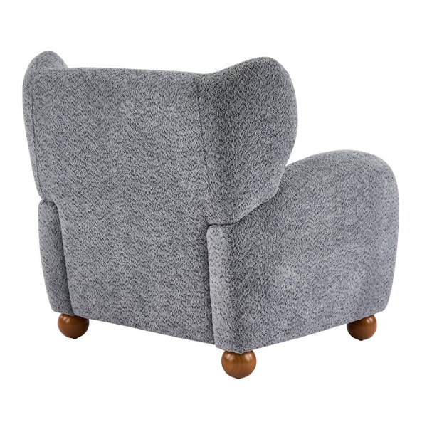 English Elm Wingback Boucle Accent Chair with Rounded Legs for Living Room or Reading Nook N776P376365B