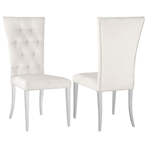 English Elm Allessandra Tufted Back Armless Dining Chair with Polished Chrome Legs — Modern Elegant Comfort, Durable Support White+Silver B062P333478