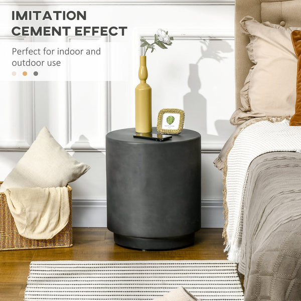 English Elm HOMCOM Modern Round 32" Coffee Table with Wood Grain Top and Black Metal Frame, Durable & Versatile Dark Gray W2225P217446