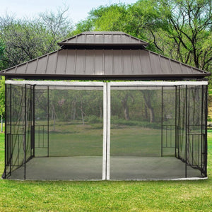 English Elm Outsunny Gazebo Mesh Sidewall Netting Four Zip Panels Bug Screen Patio Canopy W2225P200840