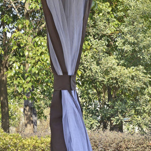 English Elm Outsunny 12' X 12' Round Gazebo With Double-Tier Roof, Mesh Netting, Curtains & Sturdy Steel Frame W2225P174254-GIGA