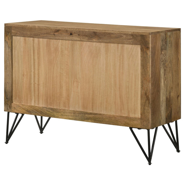 English Elm Eileen Natural Wood 2-Door Accent Cabinet with Metal Legs, Mango Grain Finish, Modern Storage Centerpiece B062P344966