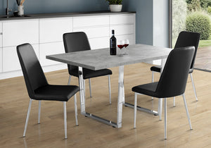 English Elm Dining Table - 60" Rectangular Grey Laminate With Chrome Legs - Modern Design For Kitchen & Dining Spaces B2710P286989
