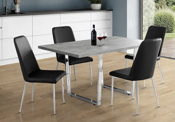 English Elm Dining Table - 60" Rectangular Grey Laminate With Chrome Legs - Modern Design For Kitchen & Dining Spaces B2710P286989