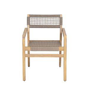 English Elm Christopher Knight Home® - Outdoor Rope Woven Acacia Dining Chair Set with Breathable Backrest and Durable Weather‑Resistant Wood Light Teak 39.5 L x 24.25 W x 10.25 H N776P247440L