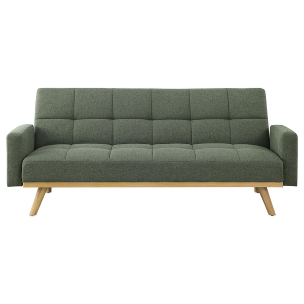 English Elm Declan Sage Green Tufted Convertible Sofa Bed with Track Arms, Modular Cozy Upholstery & Wood Frame B062P358309