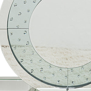 Homeroots 47" Silver Mirrored Glass Pedestal Console Table   499319