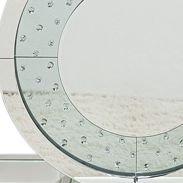 Homeroots 47" Silver Mirrored Glass Pedestal Console Table   499319