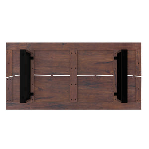 English Elm Fieldcrest Solid Acacia Dining Table with Live Edge Top and Black U-Shaped Iron Legs, 72" Walnut B136P203504