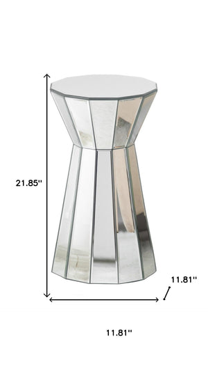 HomeRoots 22" Silver Glass Round Mirrored End Table – Glamorous Accent for Modern Living Rooms & Bedrooms 499321