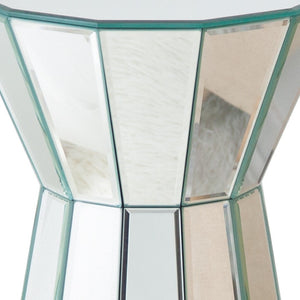 HomeRoots 22" Silver Glass Round Mirrored End Table – Glamorous Accent for Modern Living Rooms & Bedrooms 499321