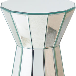 HomeRoots 22" Silver Glass Round Mirrored End Table – Glamorous Accent for Modern Living Rooms & Bedrooms 499321