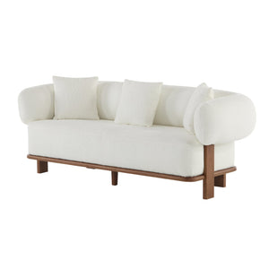 English Elm Round Arm Curved Sofa Plush Upholstered Mid-century Living Room Lounge Seating Beige N771P270523M