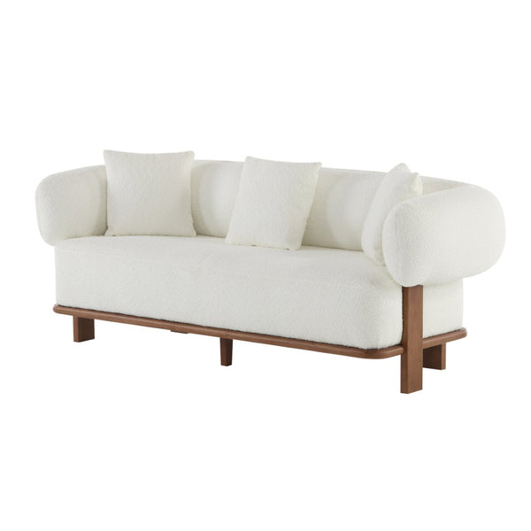 English Elm Round Arm Curved Sofa Plush Upholstered Mid-century Living Room Lounge Seating Beige N771P270523M