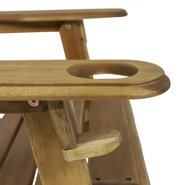 English Elm Christopher Knight Home® - BELLWOOD Adirondack Chair with Folding Design, Rustic Outdoor Wood Seat, Built-In Cup Holder Comfort Natural 37.75 L x 26.75 W x 8.5 H 68940.00