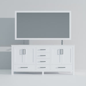 English Elm White Double Bath Vanity Set: 72” Quartz Top, Chrome Faucets, And 70” Matching Mirror For Stylish Spaces B2731S00999-GIGA