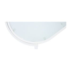English Elm Modern Oval Outdoor Coffee Table Tempered Glass Top White Aluminum Patio Lounge N767P389536A