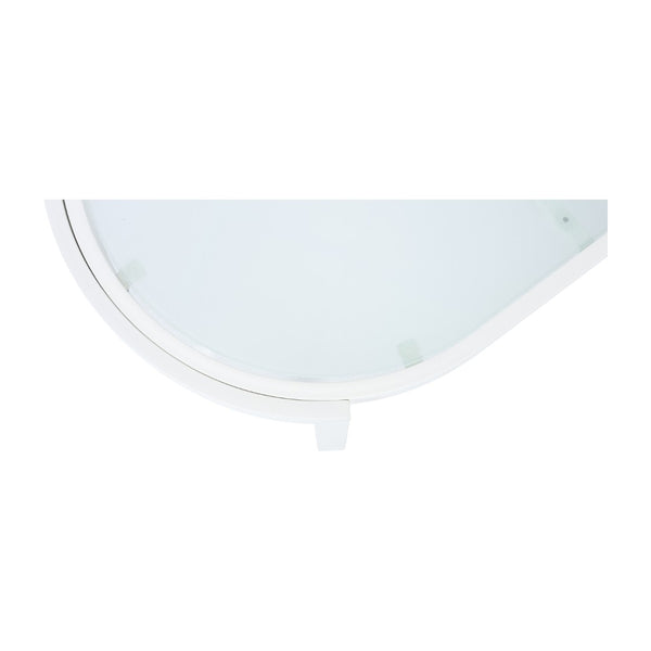 English Elm Modern Oval Outdoor Coffee Table Tempered Glass Top White Aluminum Patio Lounge N767P389536A