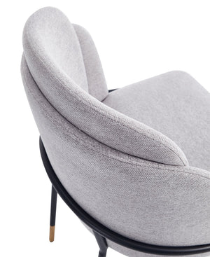 English Elm Flor Elegant Twill Weave Metal Dining Chair with High-Density Foam, Gold Ferrules, Fully Assembled Grey B365P397758