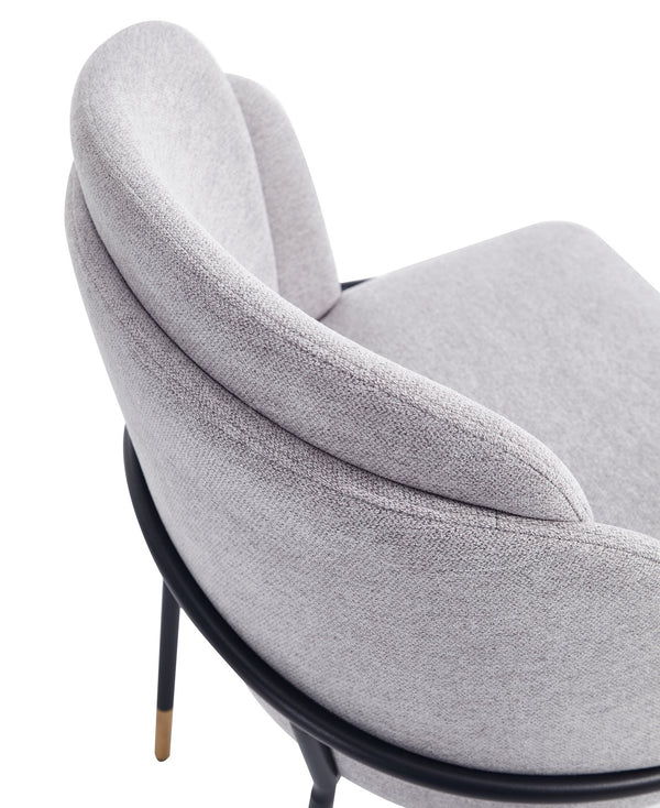 English Elm Flor Elegant Twill Weave Metal Dining Chair with High-Density Foam, Gold Ferrules, Fully Assembled Grey B365P397758