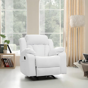 English Elm Elegant PU Recliner Chair with Padded Arms and Compact 41"H x 38"W x 37"D Comfort for Small Spaces White 26 L x 39 W x 30 H B078108394