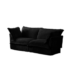 English Elm Modern Slipcovered 2-Seat Sofa In Black Corduroy – Comfy, Removable Covers, Perfect For Small Spaces! W3041S00094