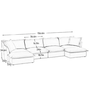 English Elm Slipcovered U-Shape Sectional Sofa With Plush Deep Seats, Modular Design & Washable Chenille Covers W3041S00010-GIGA