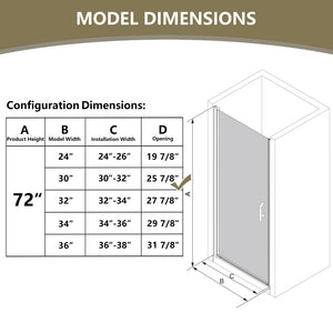English Elm 30 in Semi-frameless Pivot Shower Door Tempered Glass Matte Black Steel Hardware W637P163758
